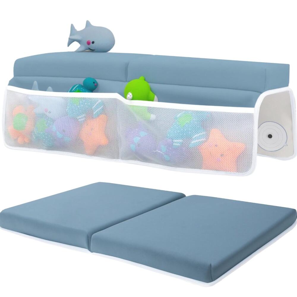 Comfortable Memory Foam Baby Bath Kneeler and Elbow Rest Pad Set - Blue